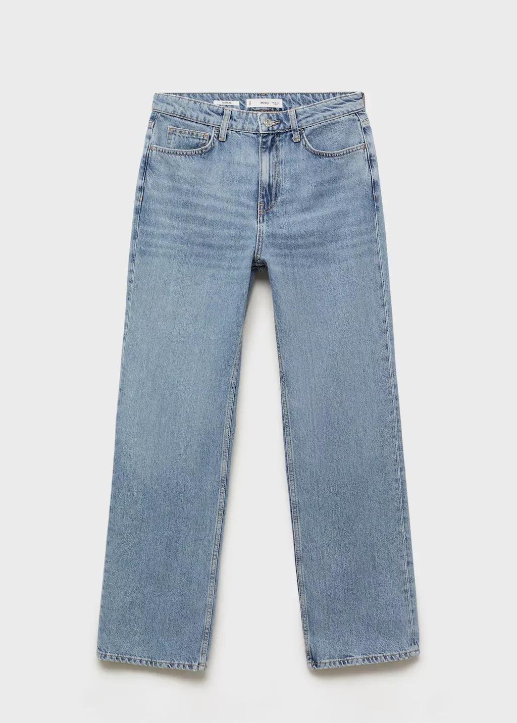 Blue Straight Jeans Matilda With Medium Waist, , large image number 4