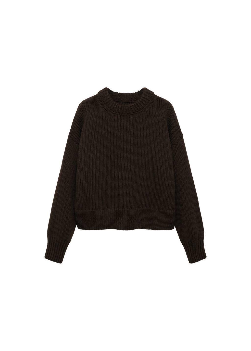 Brown Chunky Knit Sweater With Ribbed Finishes, , large image number 2