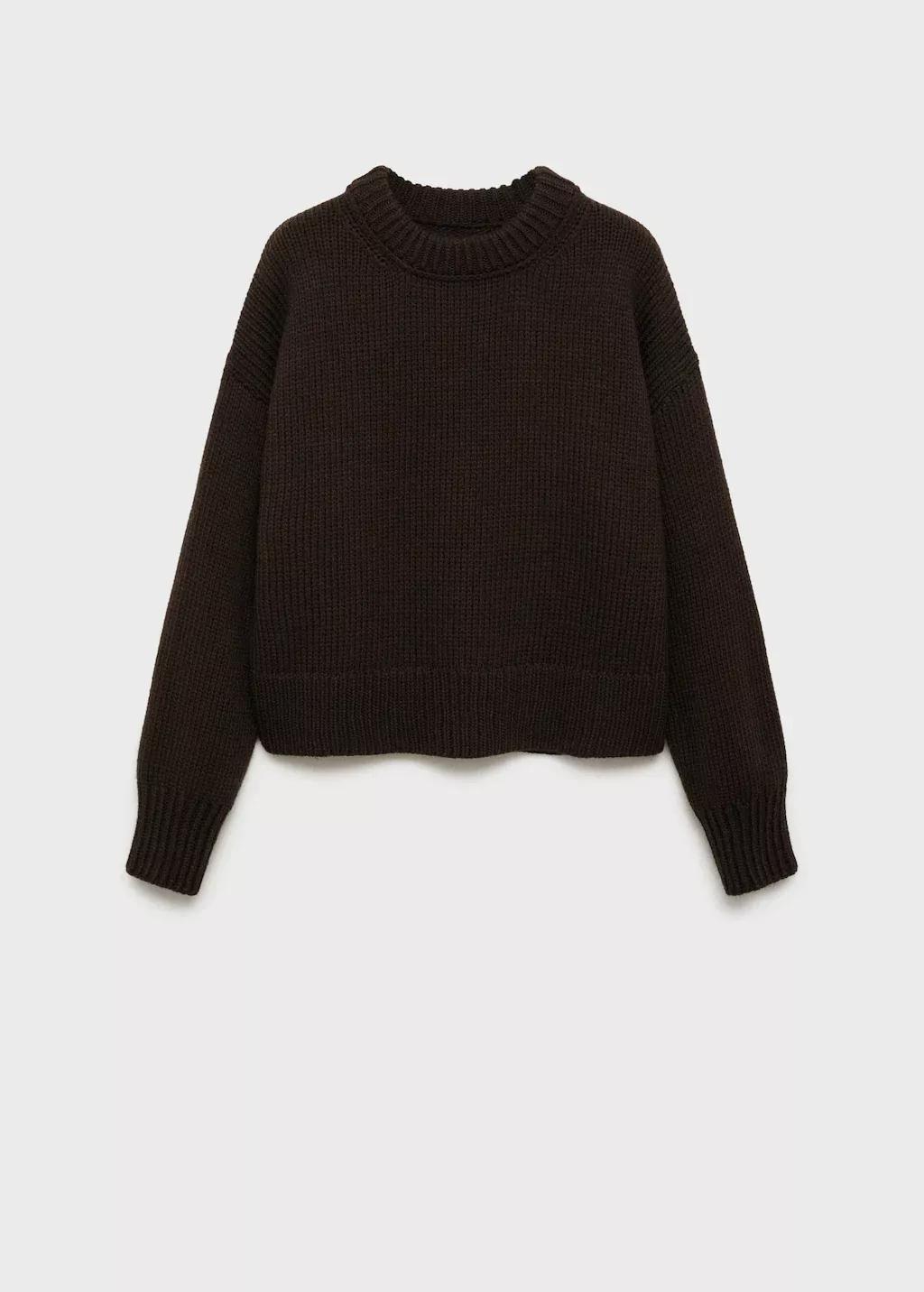 Brown Chunky Knit Sweater With Ribbed Finishes, , large image number 4