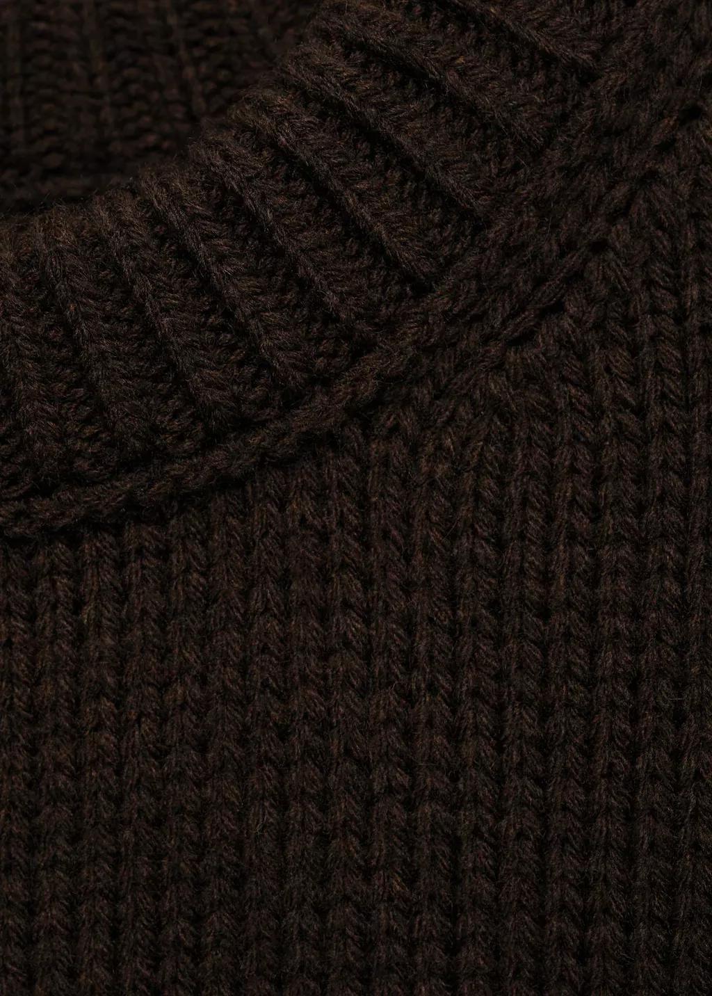 Brown Chunky Knit Sweater With Ribbed Finishes, , large image number 5