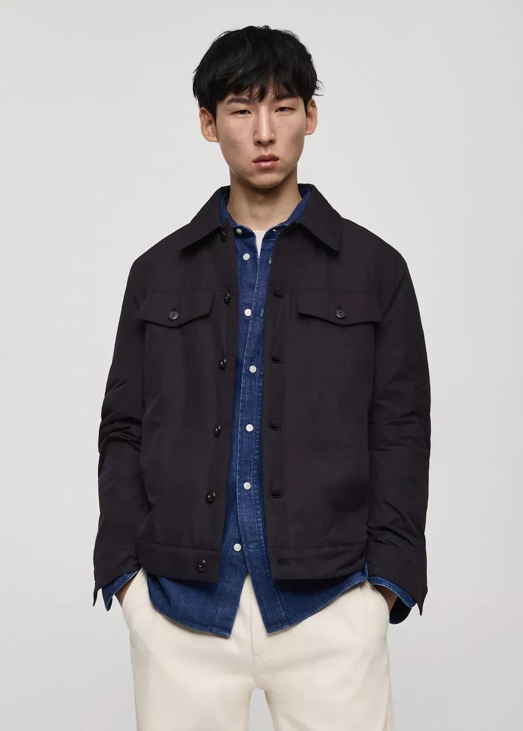 NAVY Water-repellent quilted jacket, , large image number 0