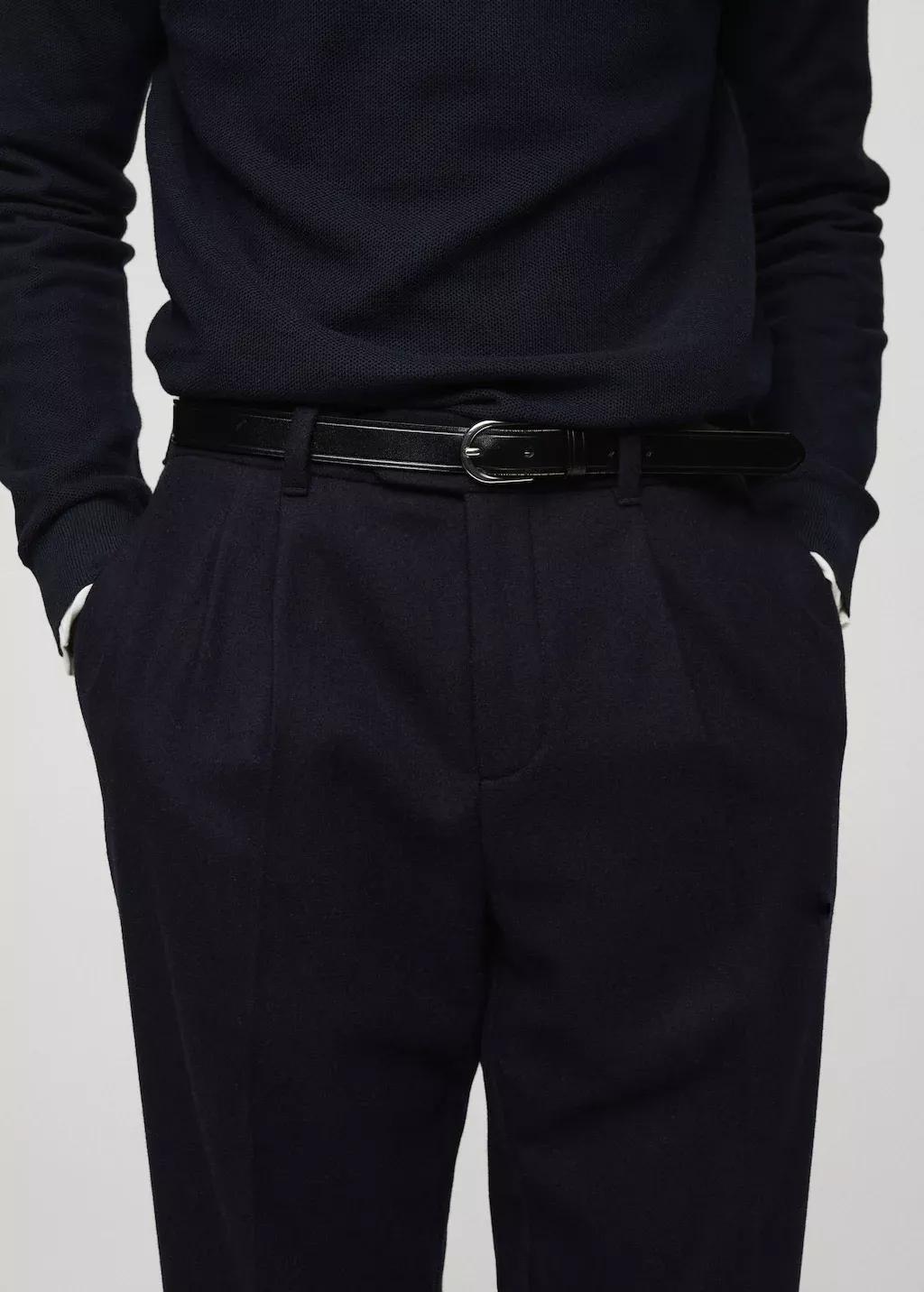 Navy Slim Fit Cotton Pants, , large image number 1