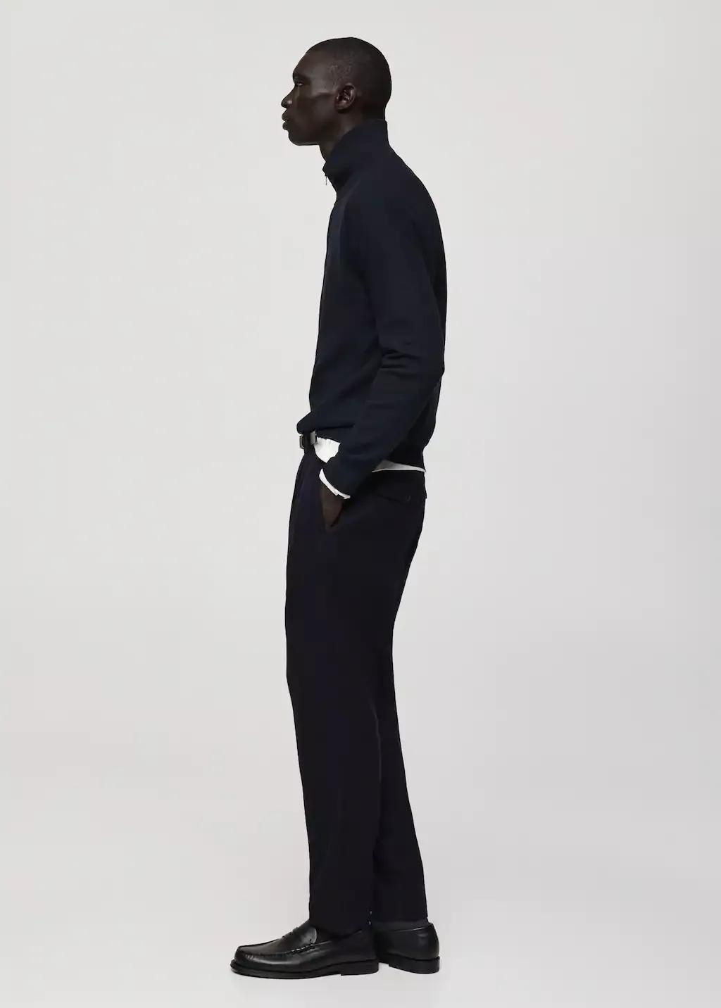 Navy Slim Fit Cotton Pants, , large image number 3