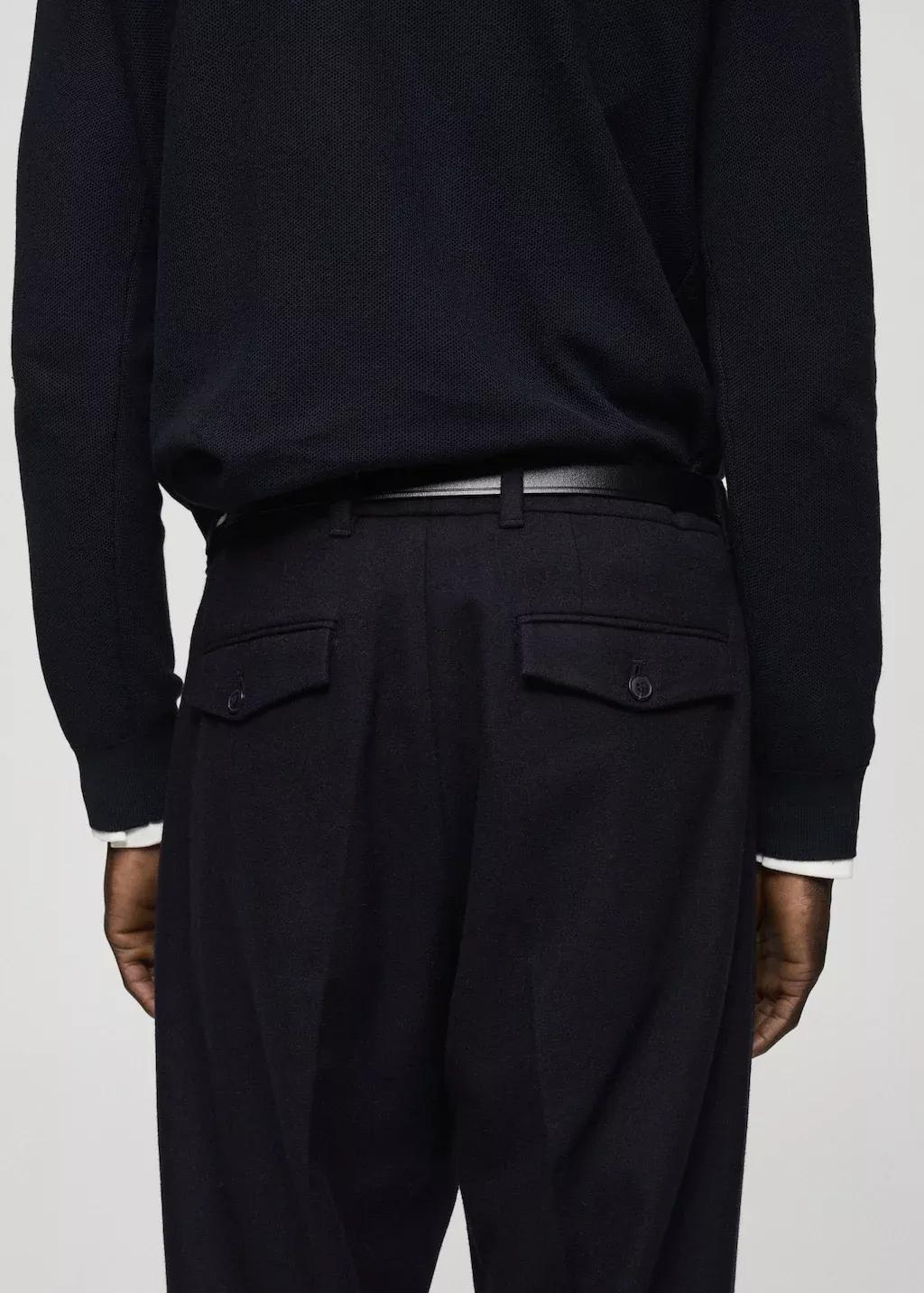 Navy Slim Fit Cotton Pants, , large image number 5