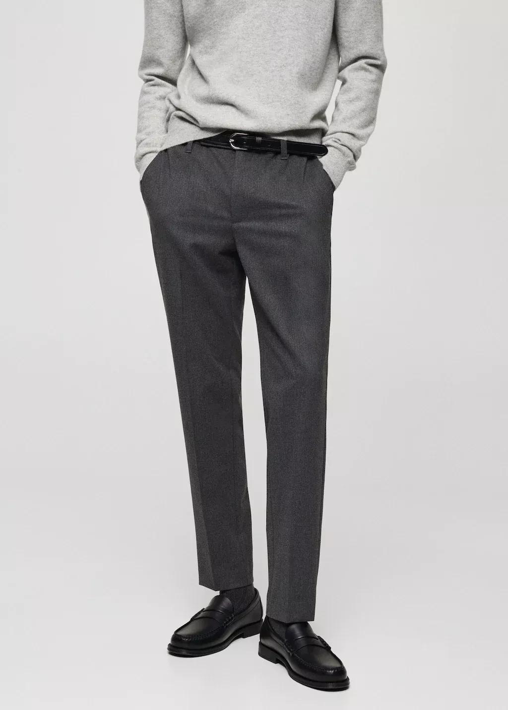 Grey Slim Fit Cotton Pants, , large image number 0