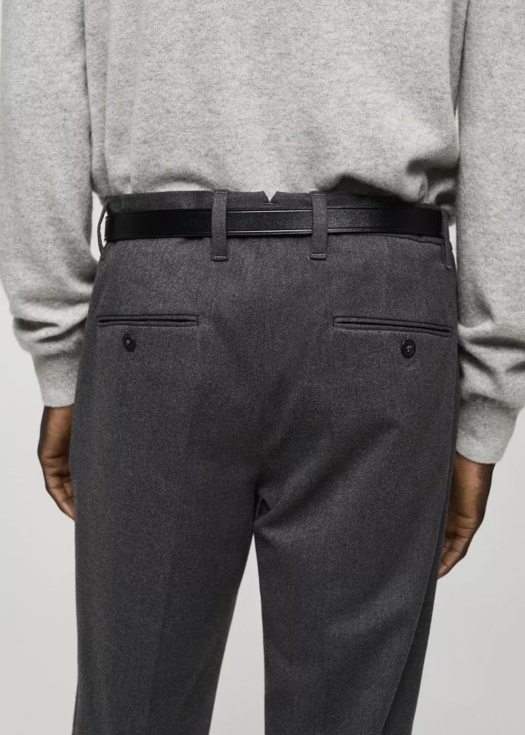 Grey Slim Fit Cotton Pants, , large image number 5