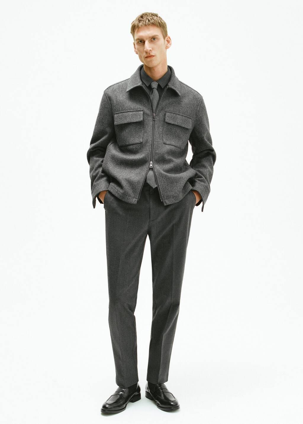 Grey Slim Fit Cotton Pants, , large image number 6