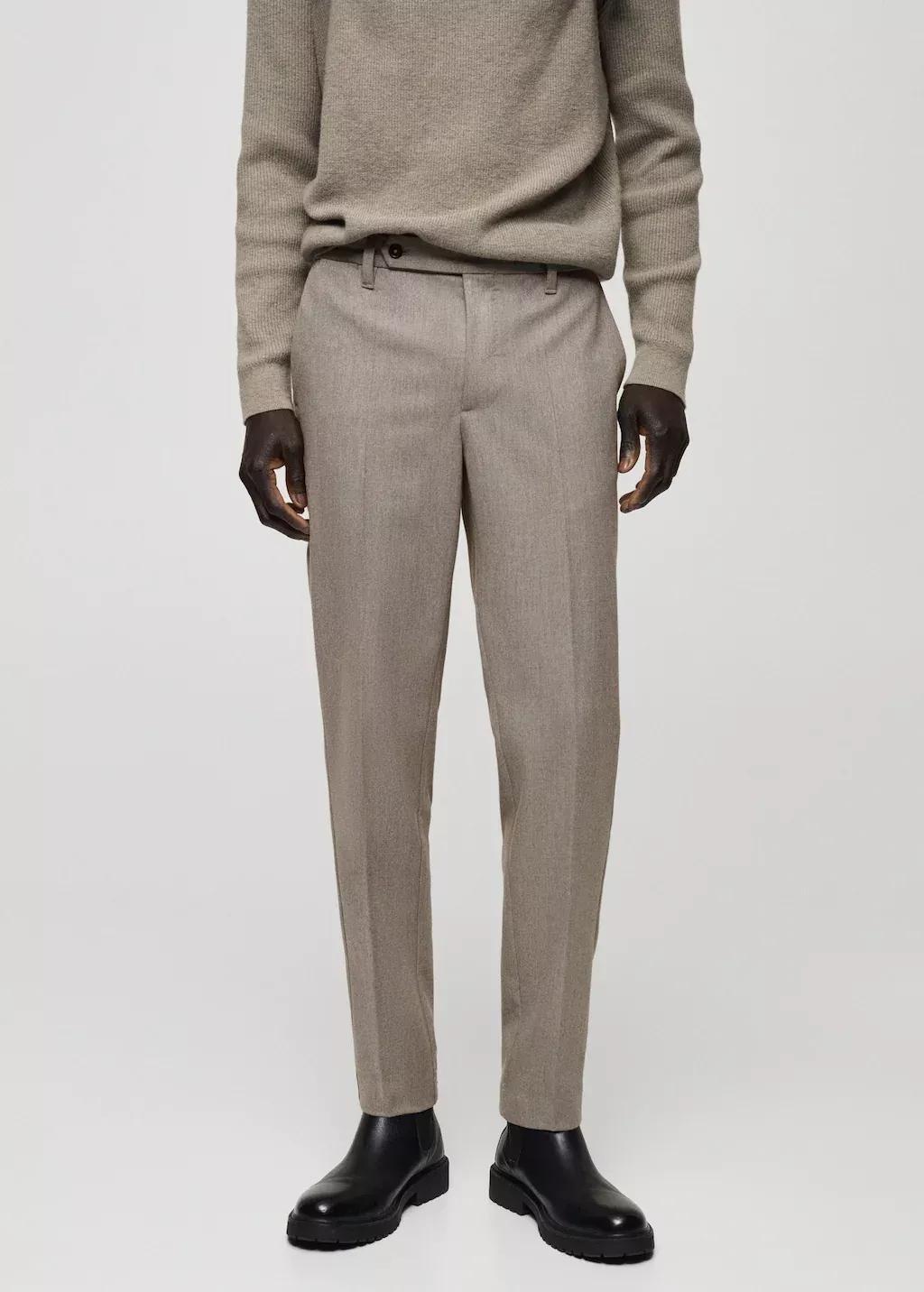 Grey Slim Fit Cotton Pants, , large image number 0