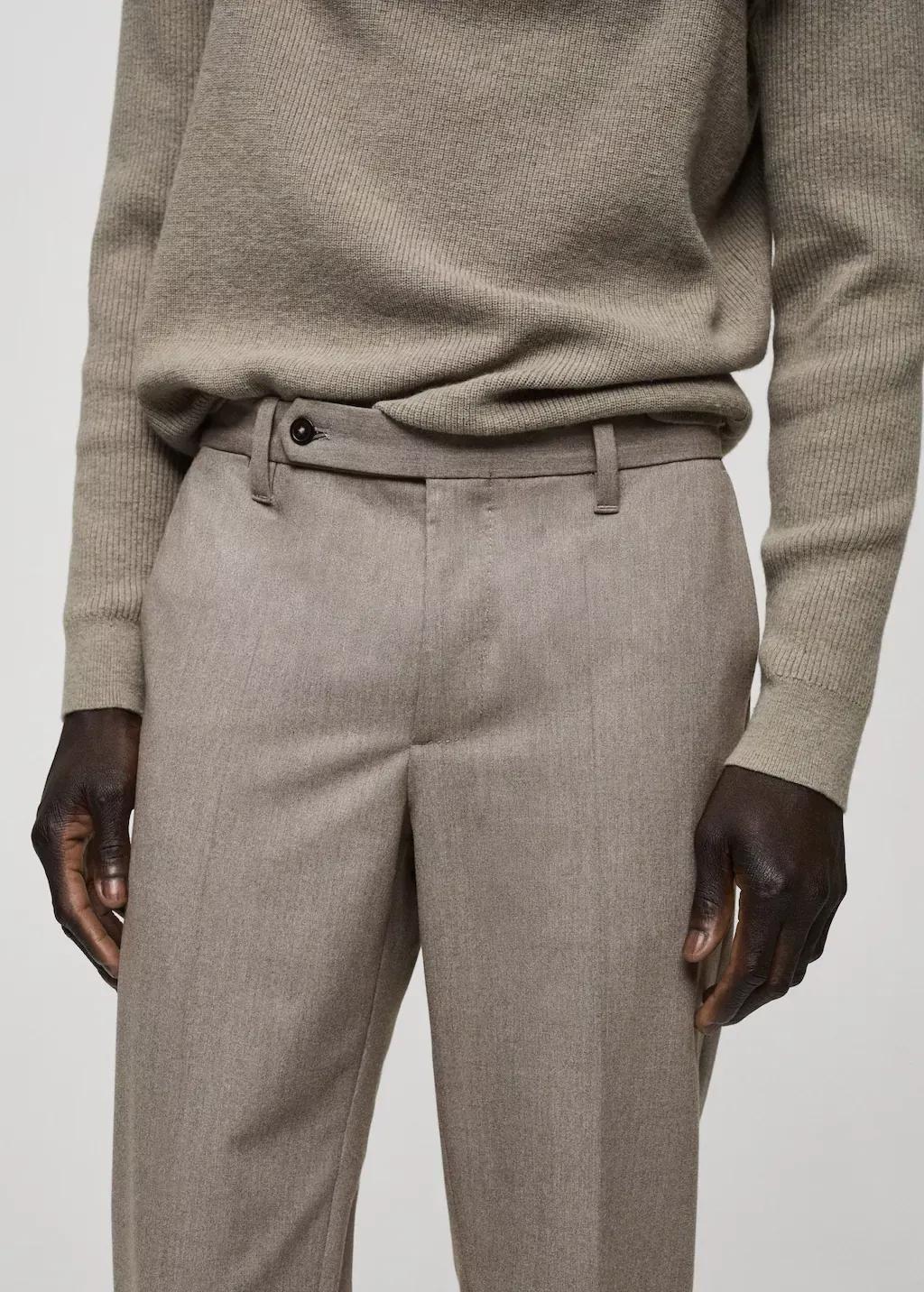 Grey Slim Fit Cotton Pants, , large image number 1