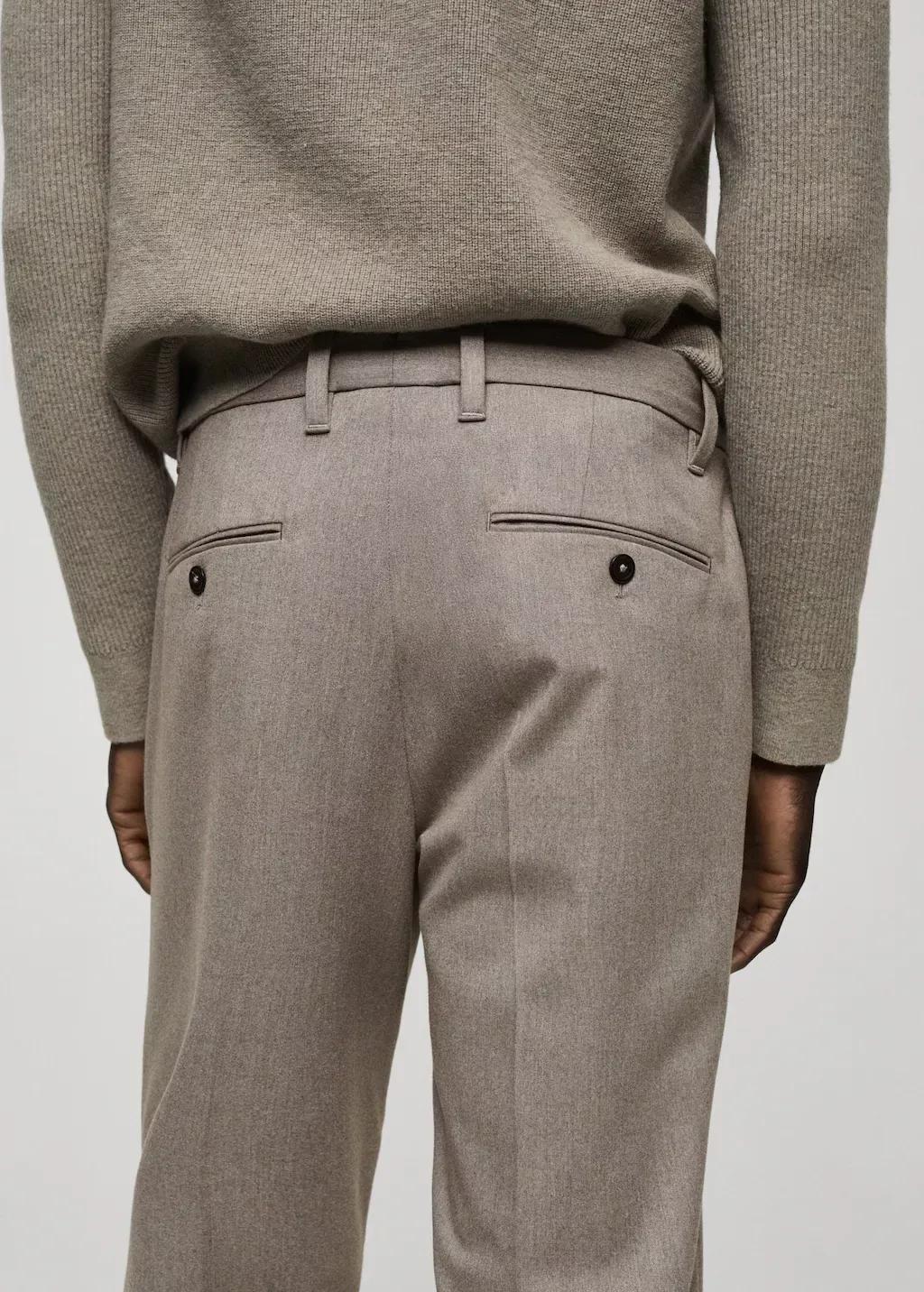 Grey Slim Fit Cotton Pants, , large image number 5