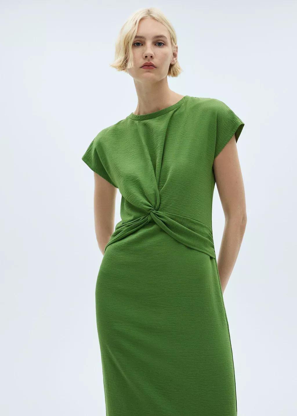 Green Midi-Dress With Knot Detail, , large image number 0