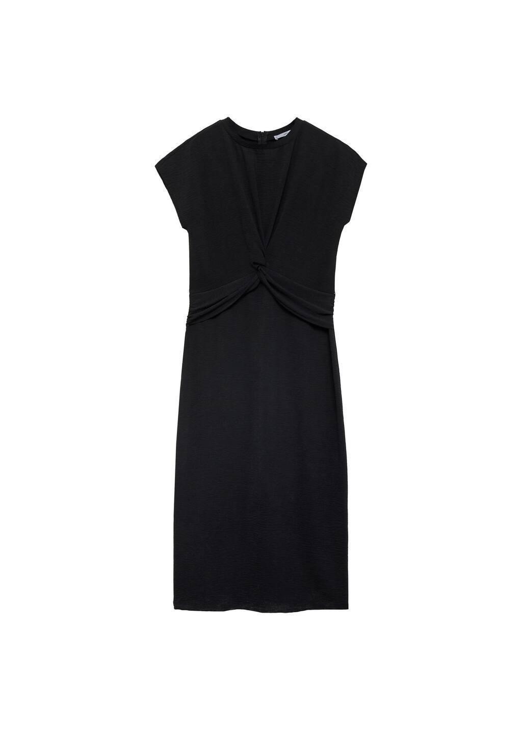 Black Midi-Dress With Knot Detail, , large image number 2