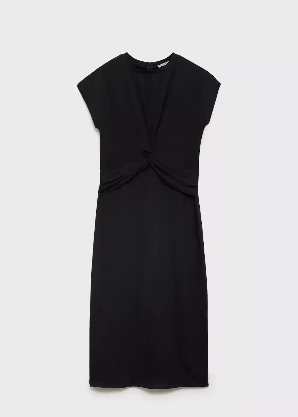 Black Midi-Dress With Knot Detail, , large image number 4