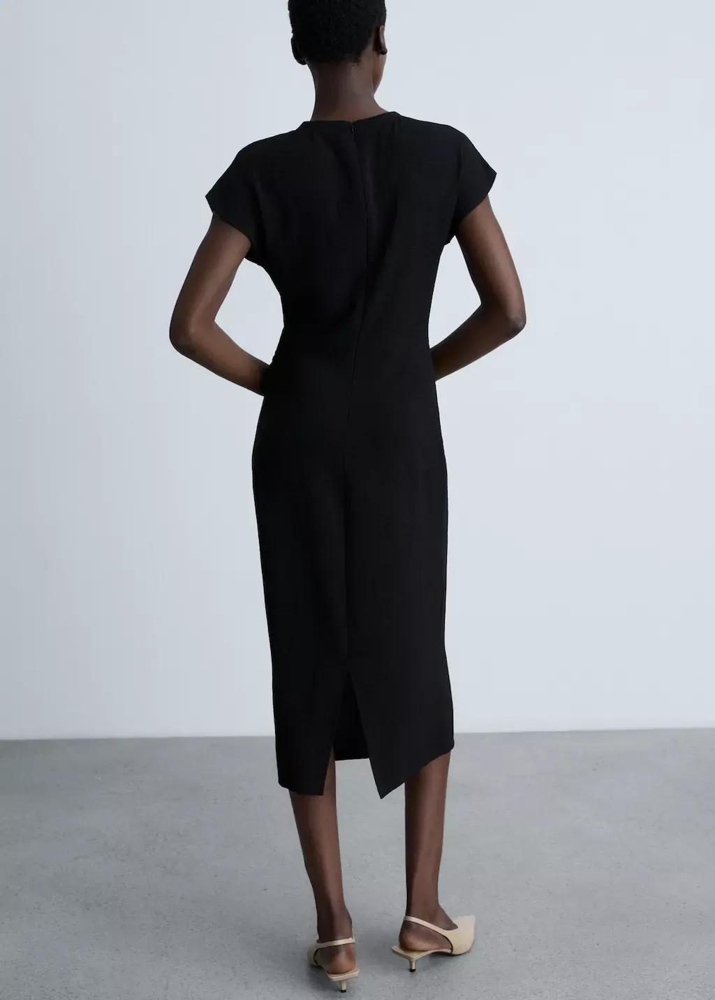 Black Midi-Dress With Knot Detail, , large image number 5