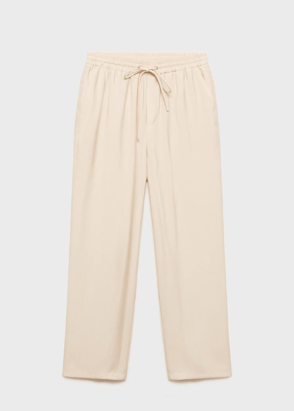 Beige Straight Suit Trousers, , large image number 0