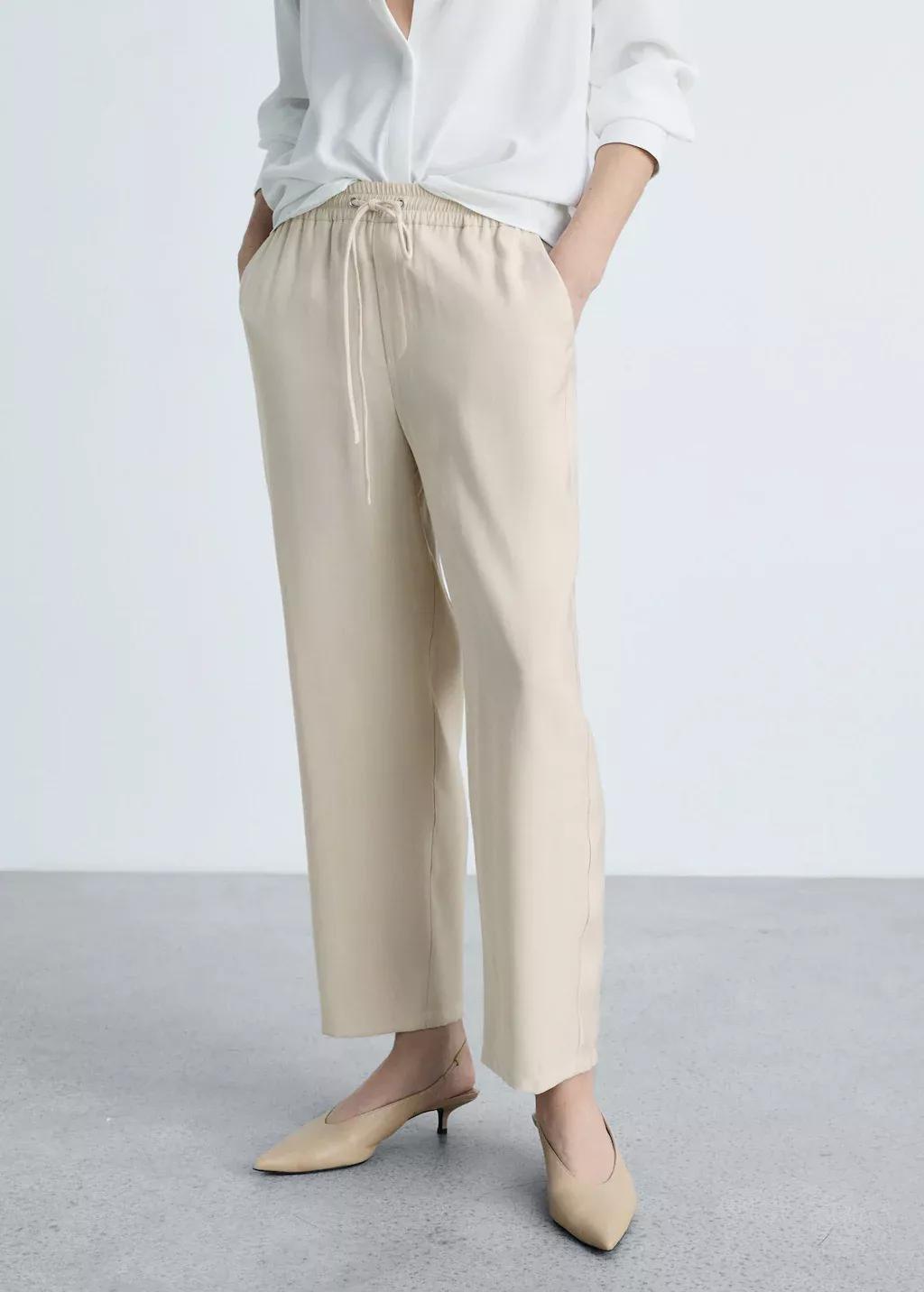 Beige Straight Suit Trousers, , large image number 1