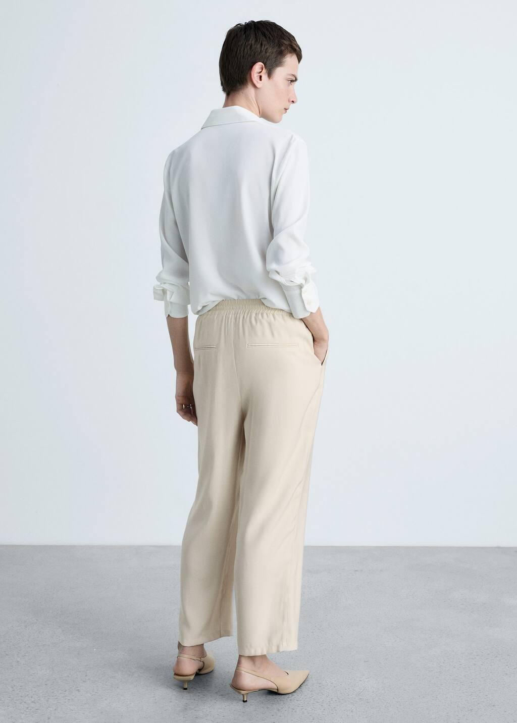 Beige Straight Suit Trousers, , large image number 6