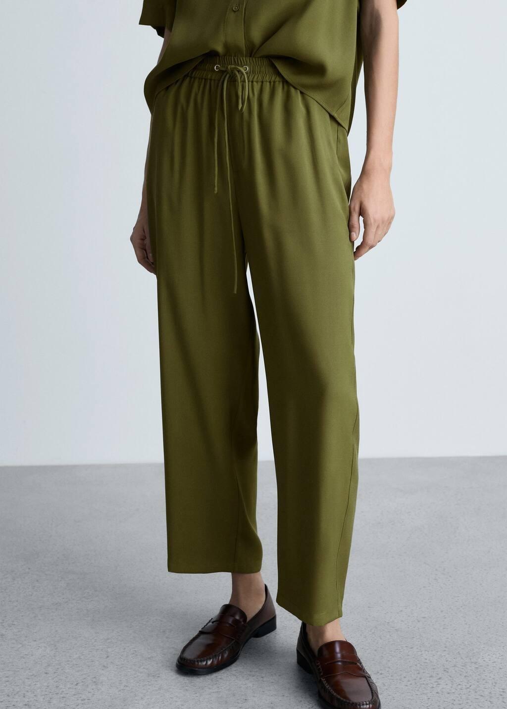 Khaki Straight Suit Trousers, , large image number 0