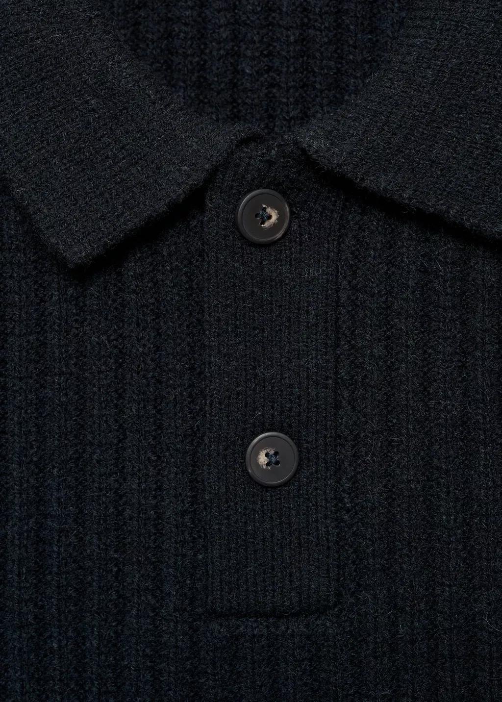 Navy Rib-Knit Polo-Neck Sweater, , large image number 5