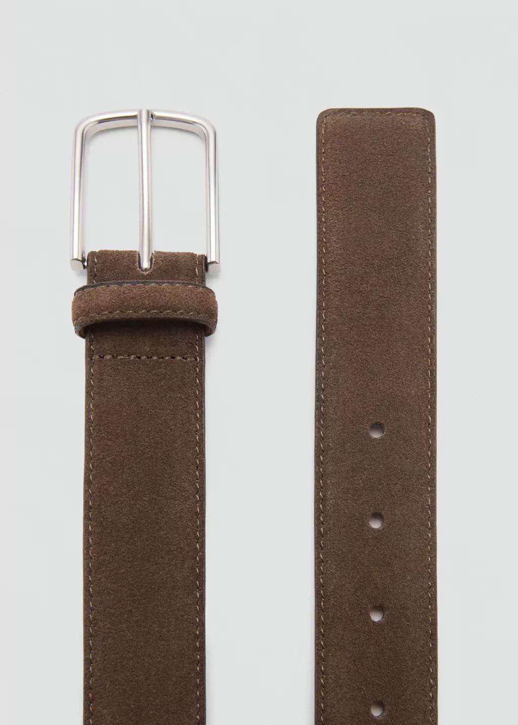 Brown Suede Leather Belt, , medium
