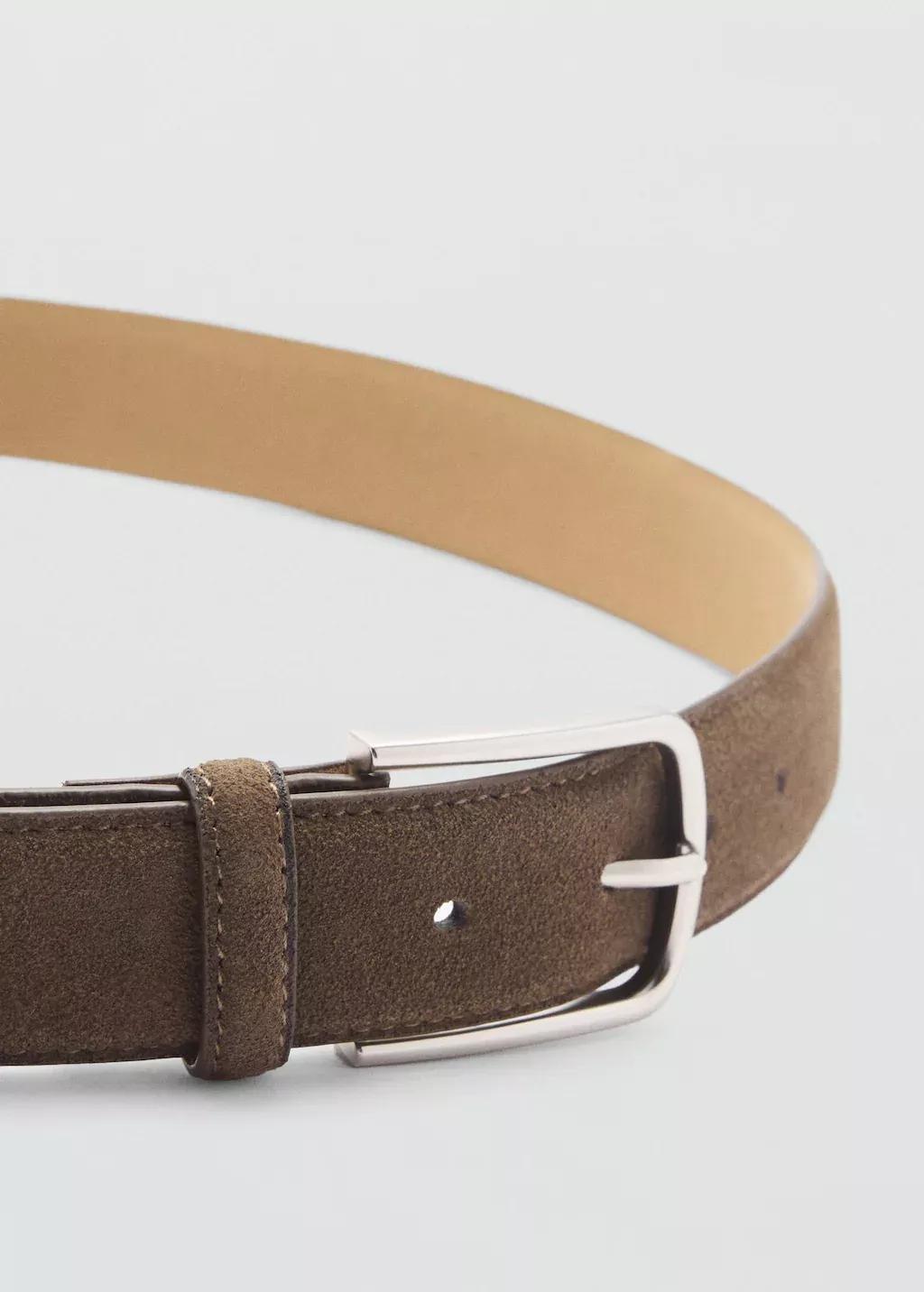 Brown Suede Leather Belt, , large image number 1