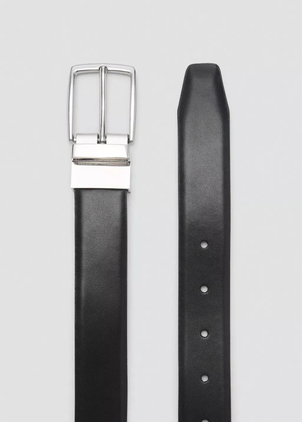 Black Reversible Suit Leather Belt, , large image number 0