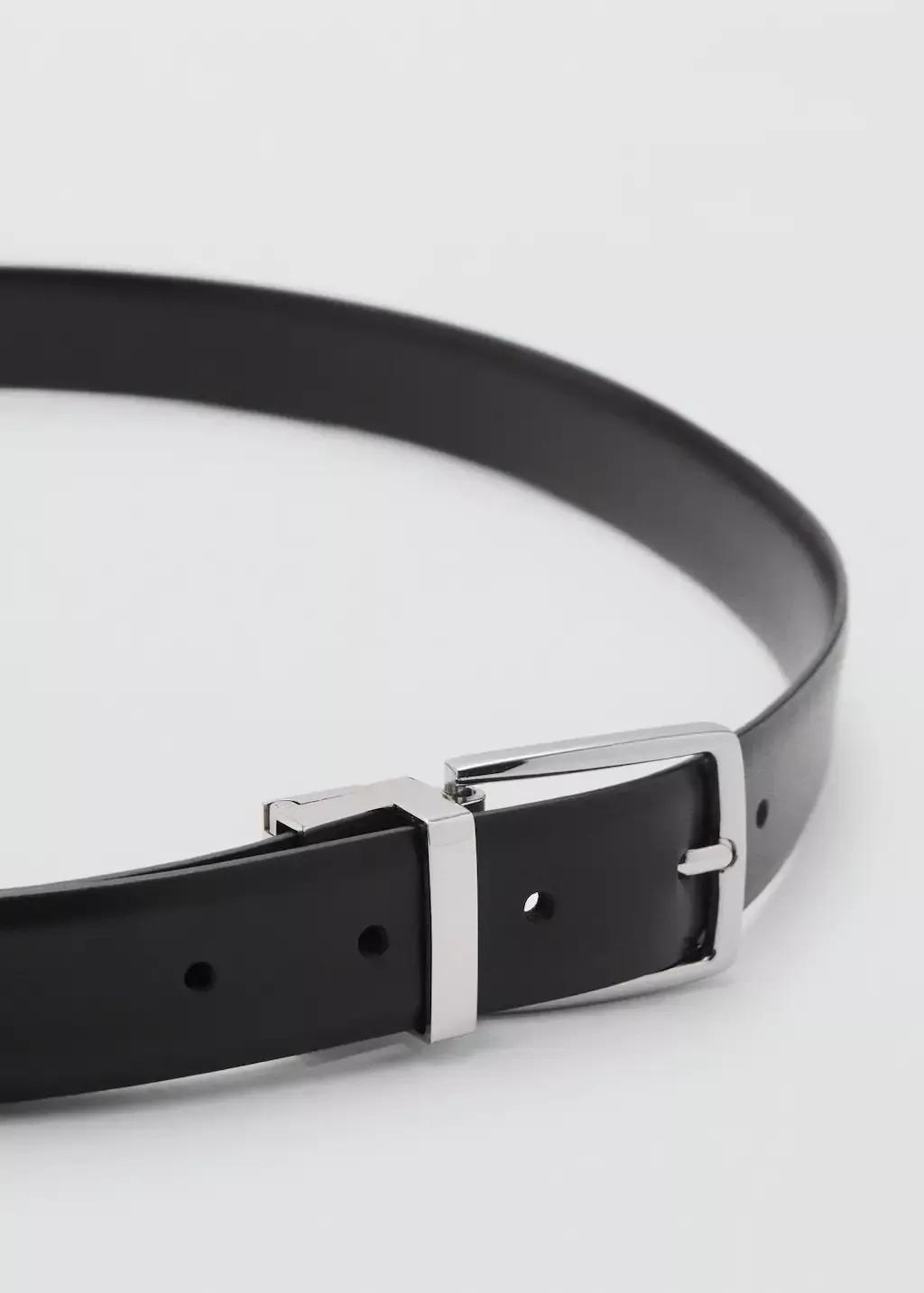 Black Reversible Suit Leather Belt, , large image number 1