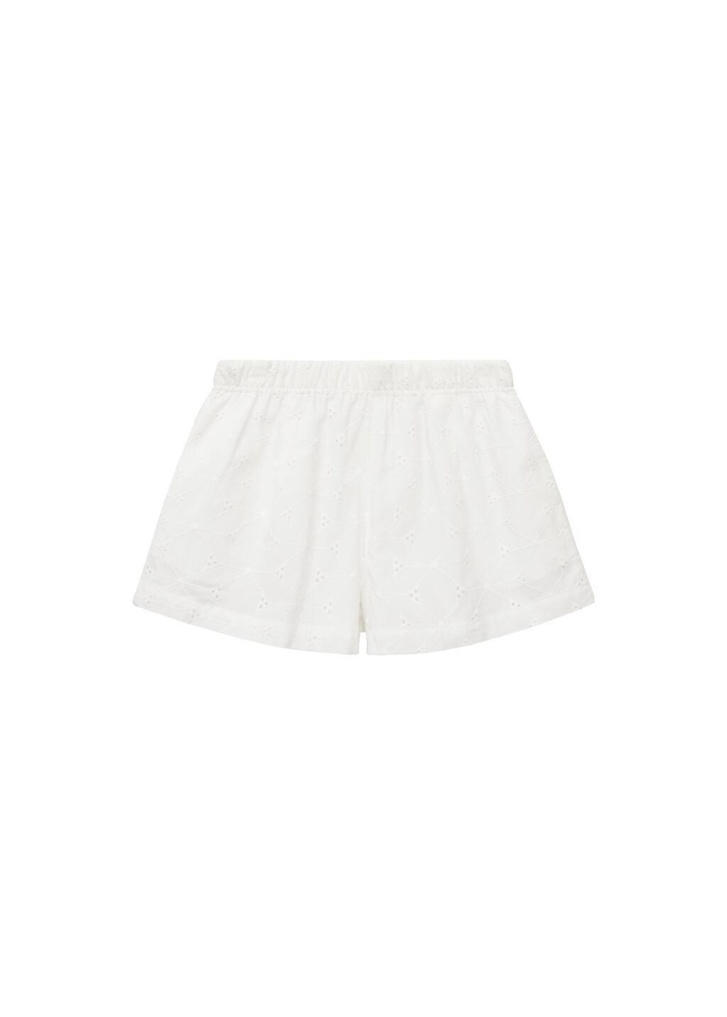 White Elastic Waist Shorts, Kids Girl, , large image number 3