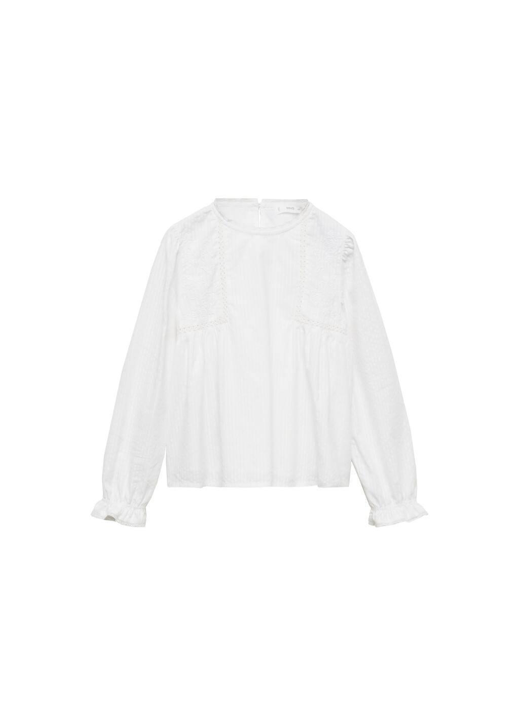 NATURAL WHITE Embroidered details blouse, Kids Girl, , large image number 2
