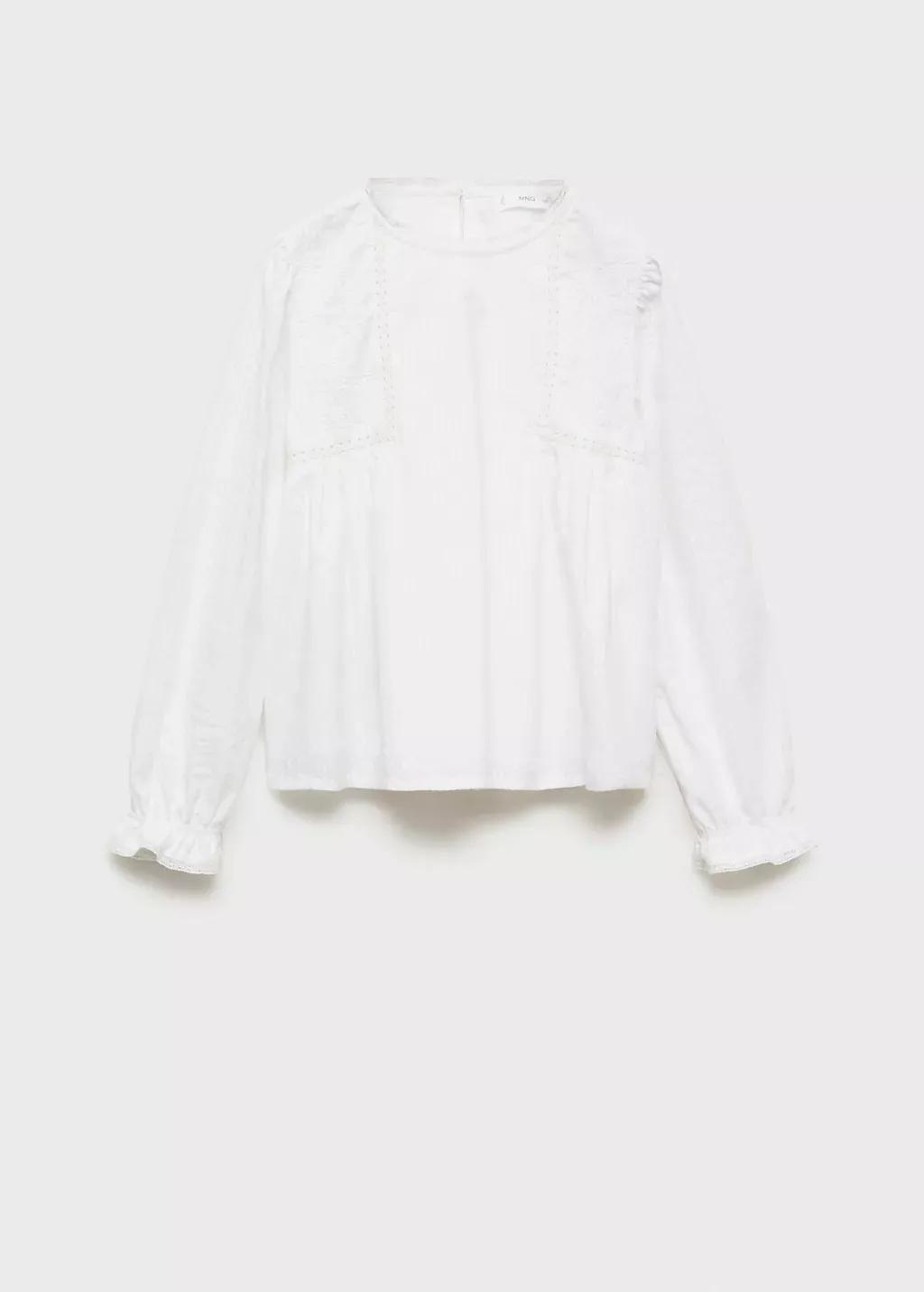 NATURAL WHITE Embroidered details blouse, Kids Girl, , large image number 4