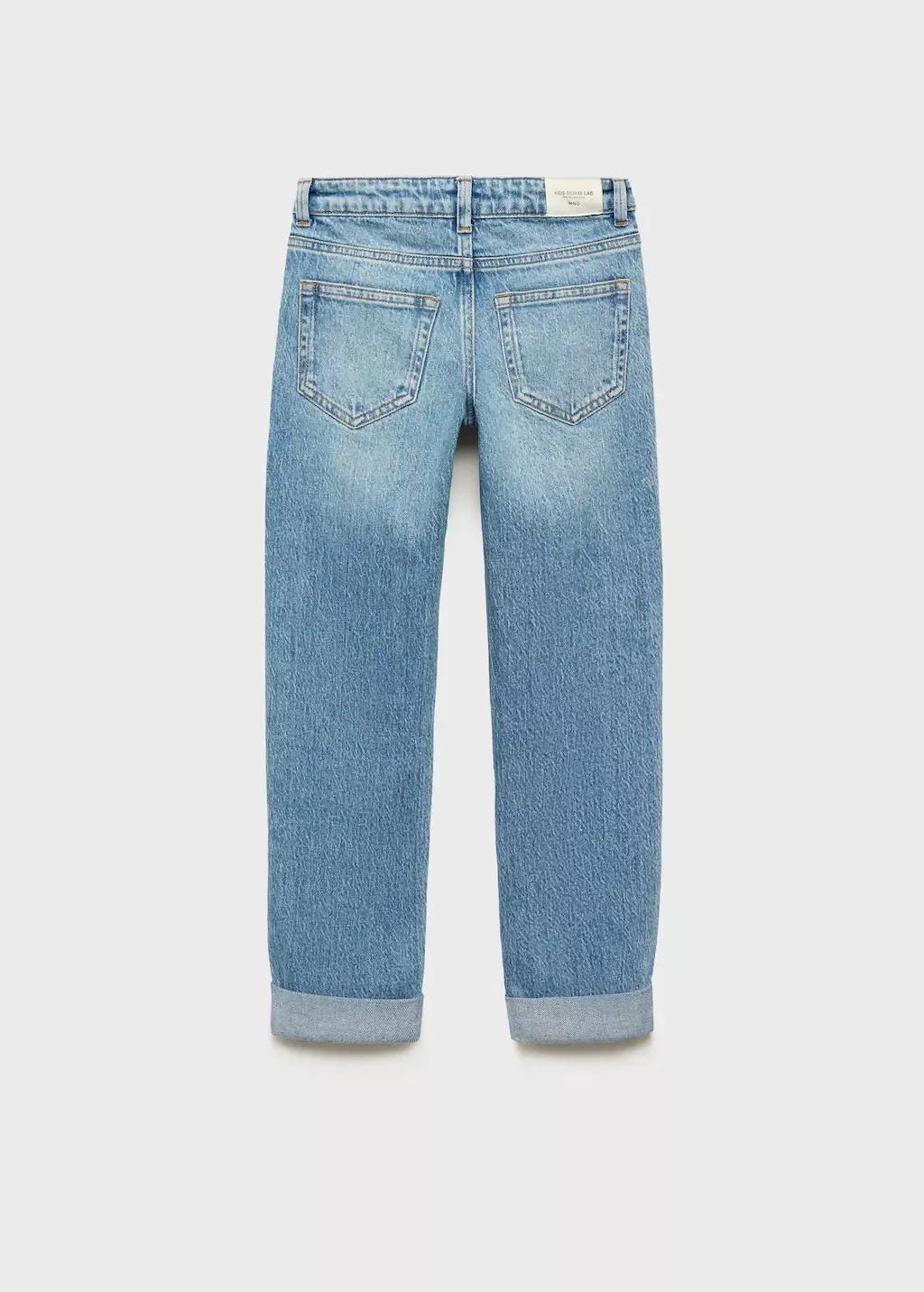 Blue Straight Jeans With Turn-Up, Kids Boy, , large image number 0