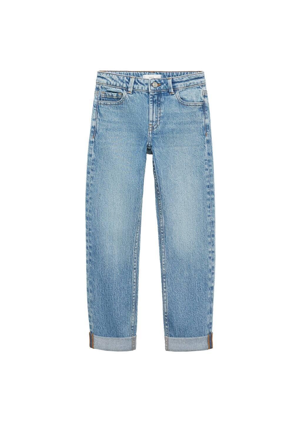 Blue Straight Jeans With Turn-Up, Kids Boy, , large image number 3