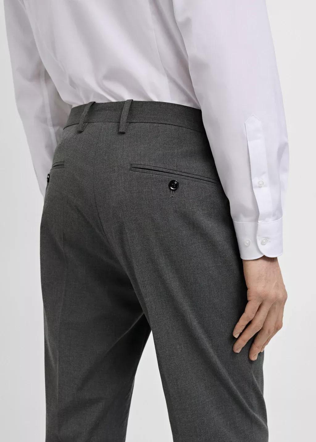 Grey Slim-Fit Suit Trousers, , large image number 3