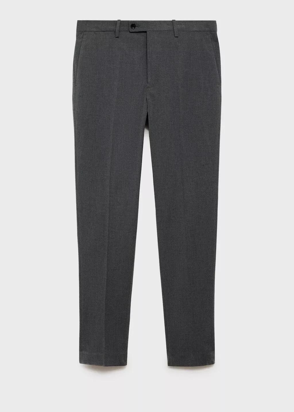 Grey Slim-Fit Suit Trousers, , large image number 4