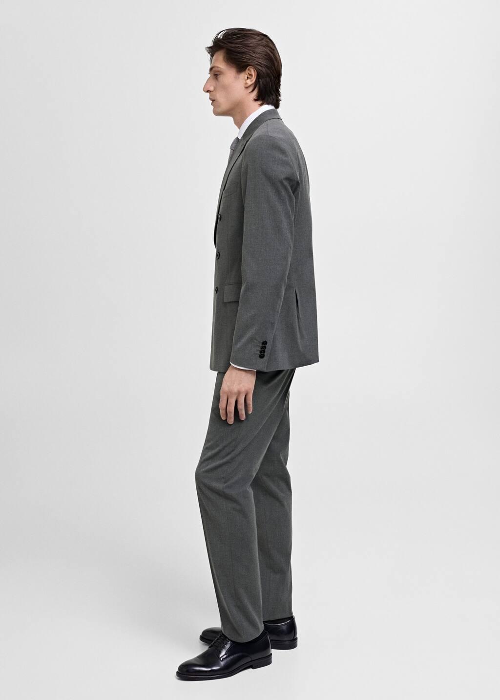 Grey Slim-Fit Suit Trousers, , large image number 5