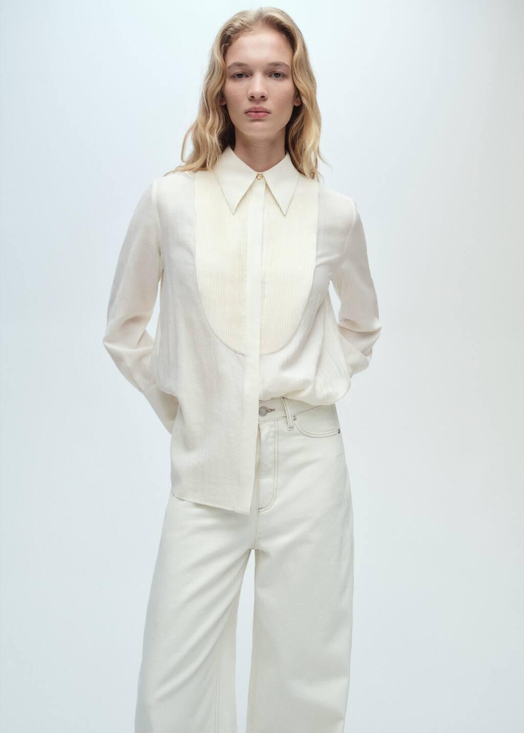 White Fluid Skirt With Contrasting Panel, , large image number 0