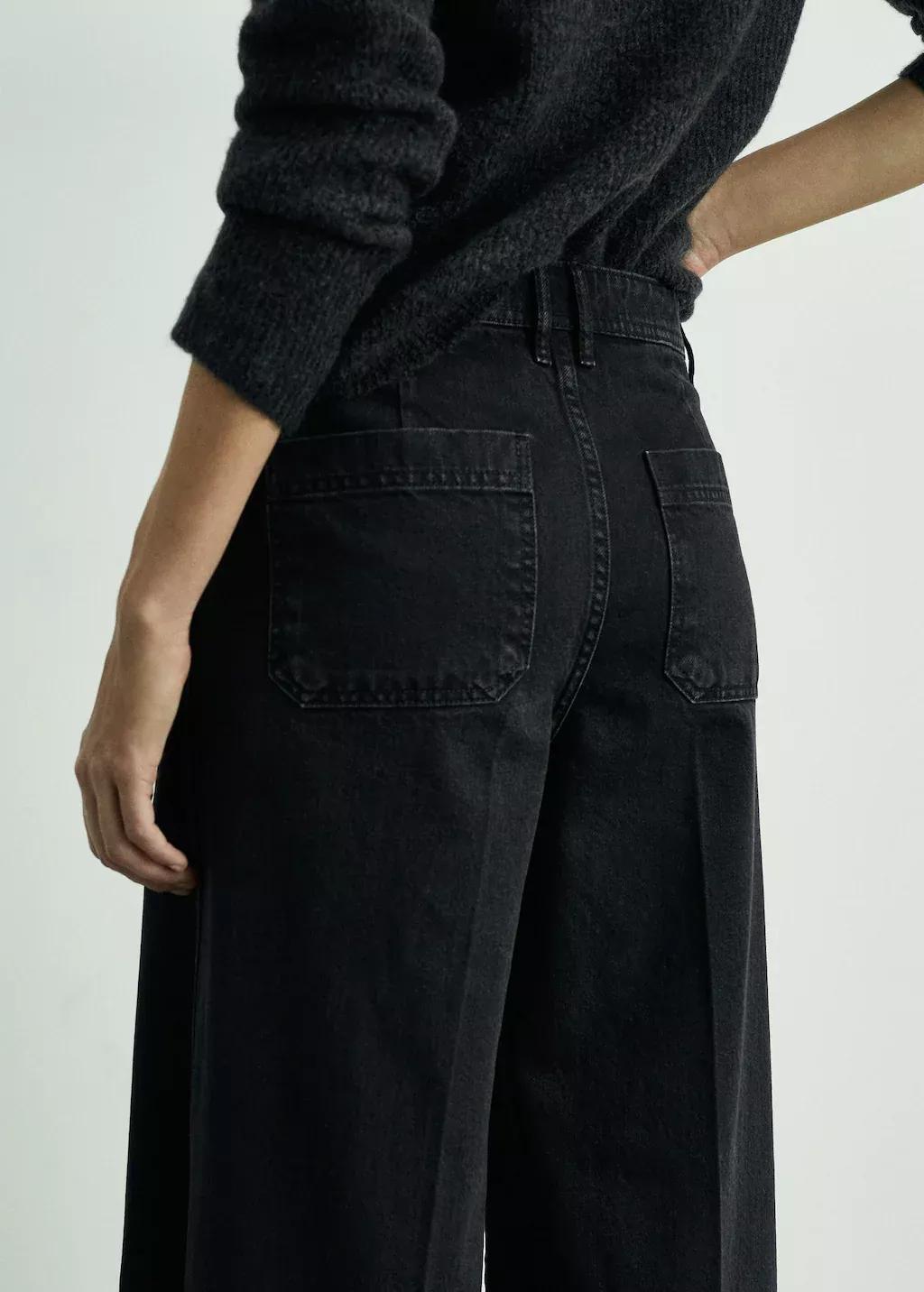 Grey Wideleg Jeans With Pockets, , large image number 1