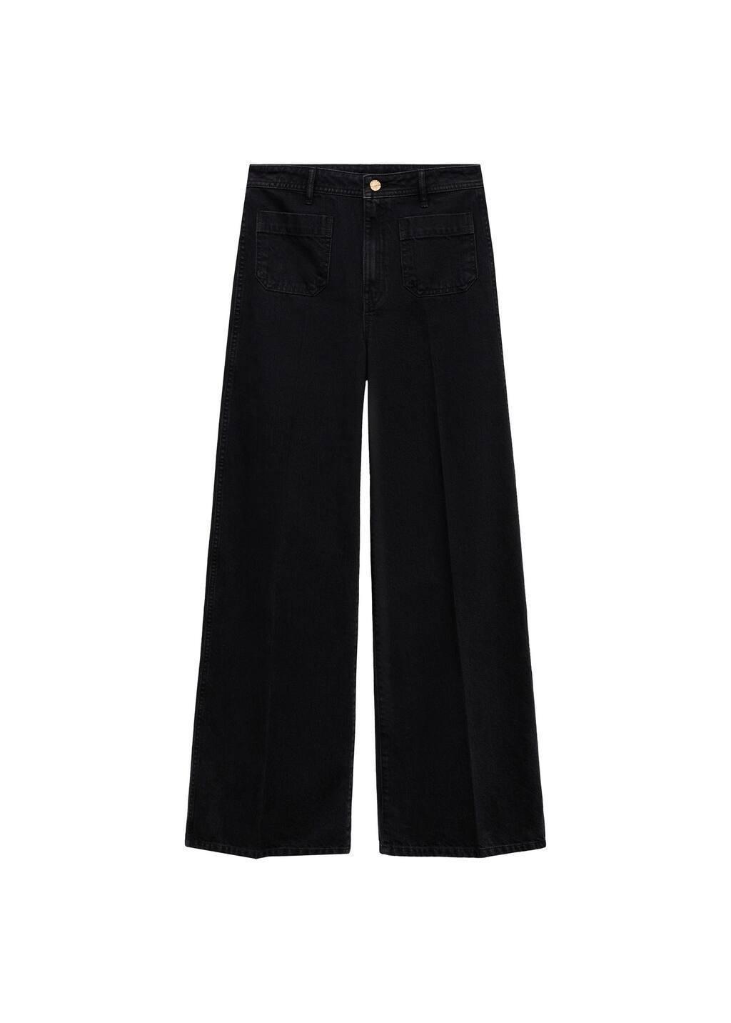 Grey Wideleg Jeans With Pockets, , large image number 2