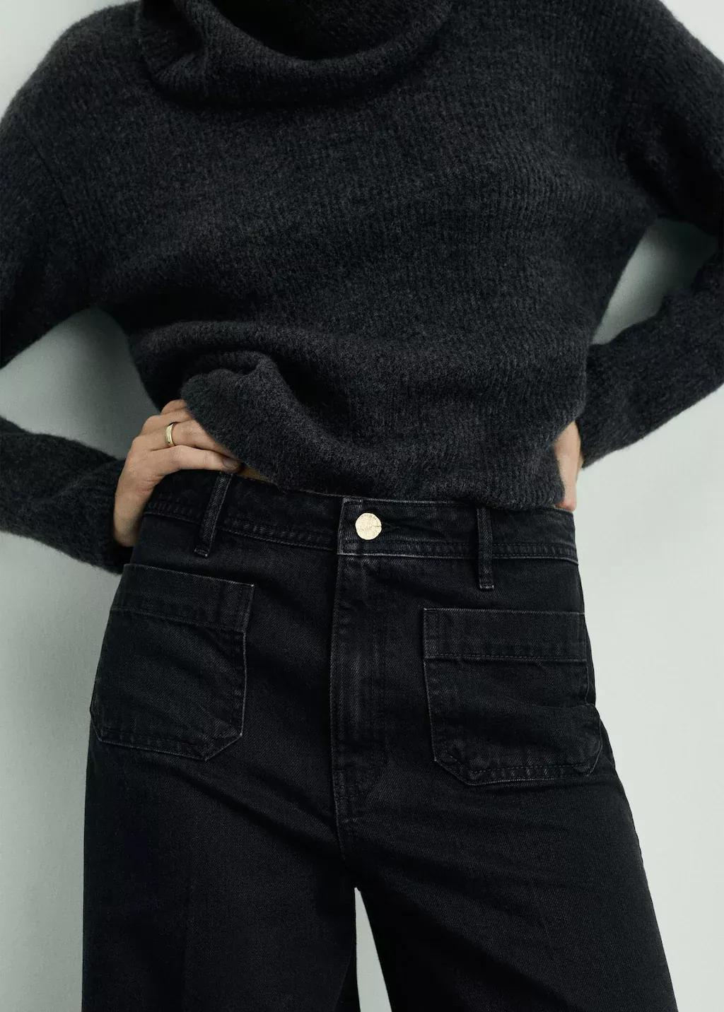 Grey Wideleg Jeans With Pockets, , large image number 3