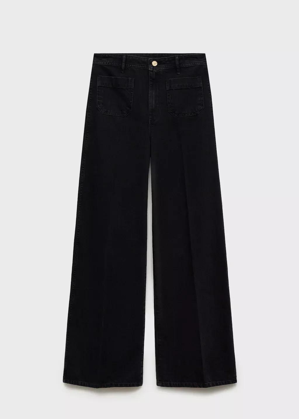 Grey Wideleg Jeans With Pockets, , large image number 4