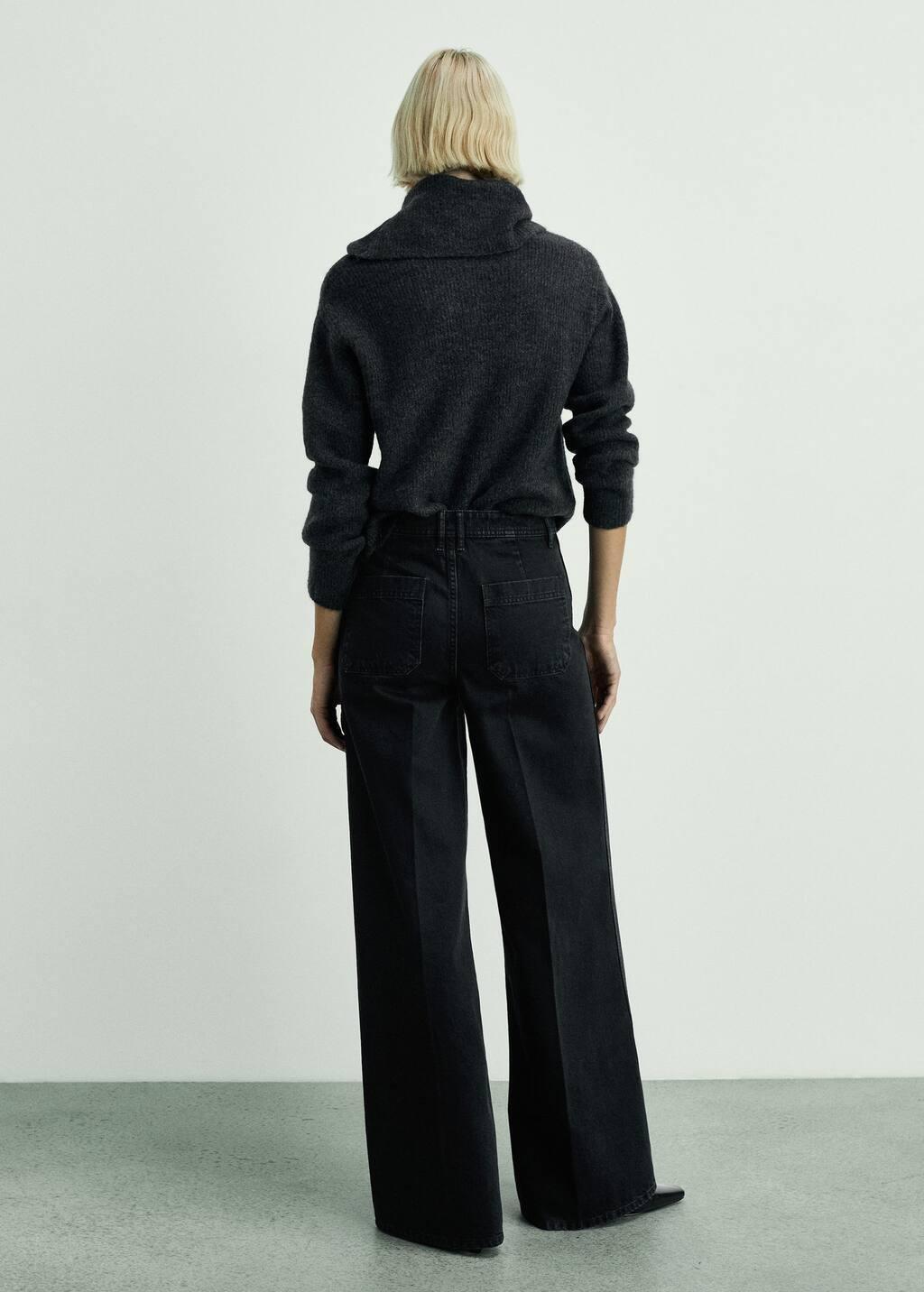 Grey Wideleg Jeans With Pockets, , large image number 6