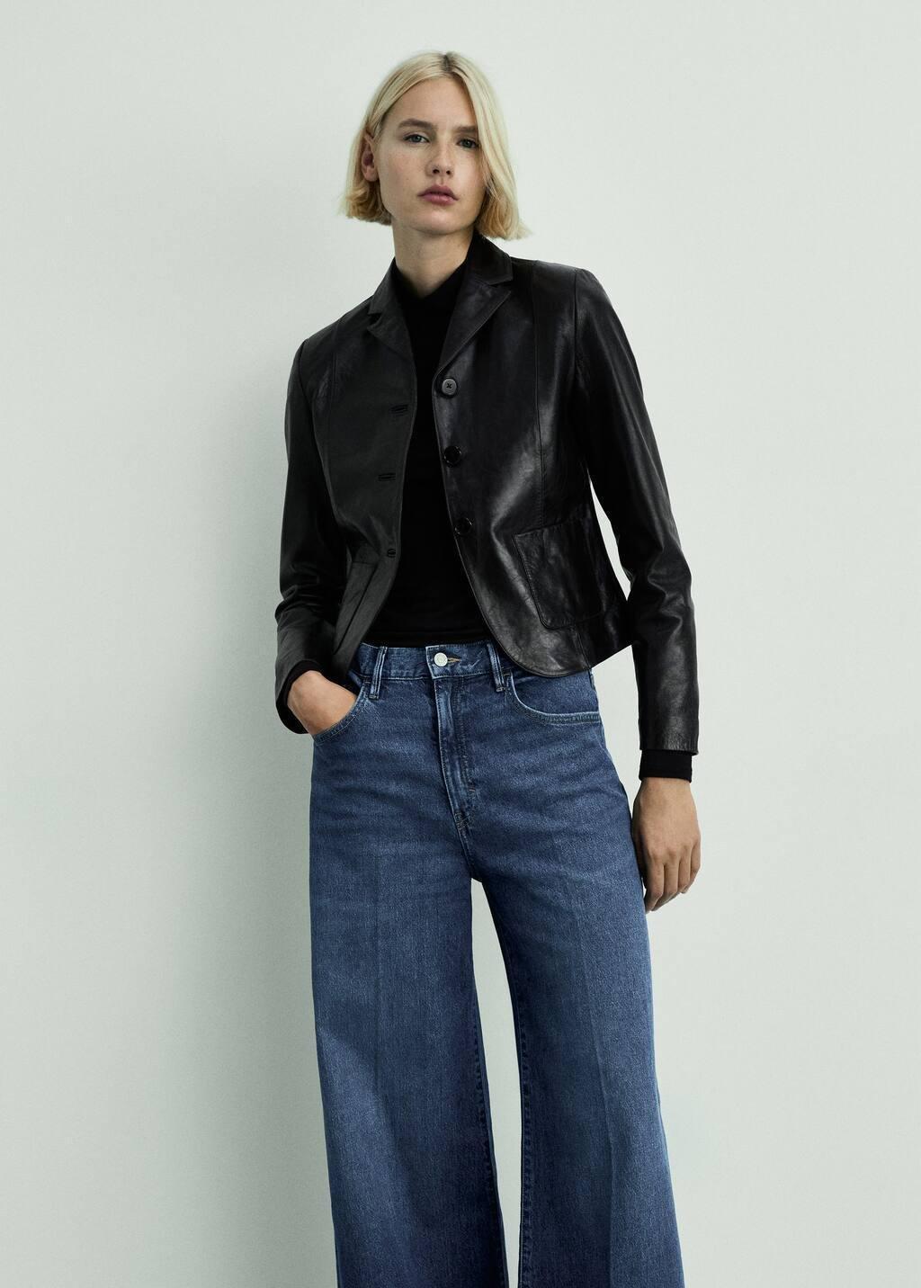 Blue High-Rise Wideleg Jeans, , large image number 1
