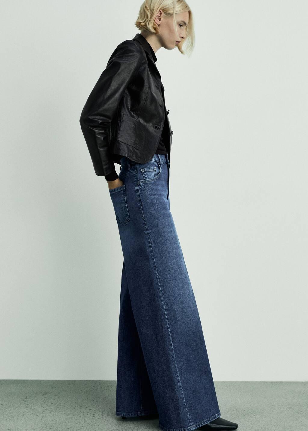 Blue High-Rise Wideleg Jeans, , large image number 3