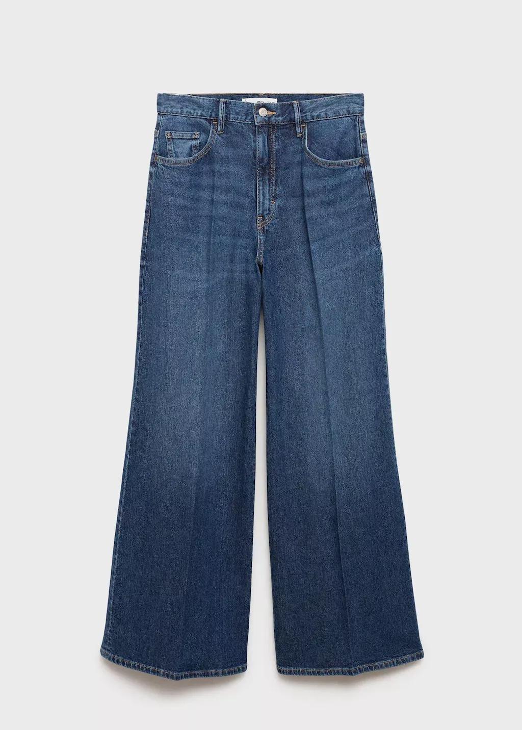 Blue High-Rise Wideleg Jeans, , large image number 4