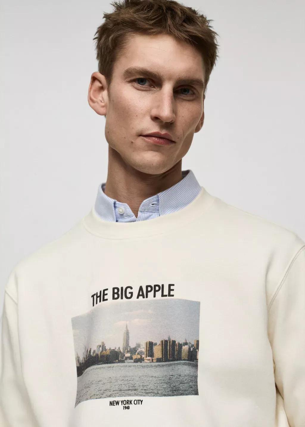 Beige Graphic Novelty Sweatshirt, , large image number 1