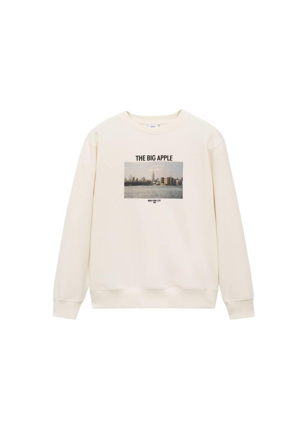 Beige Graphic Novelty Sweatshirt, , large image number 2