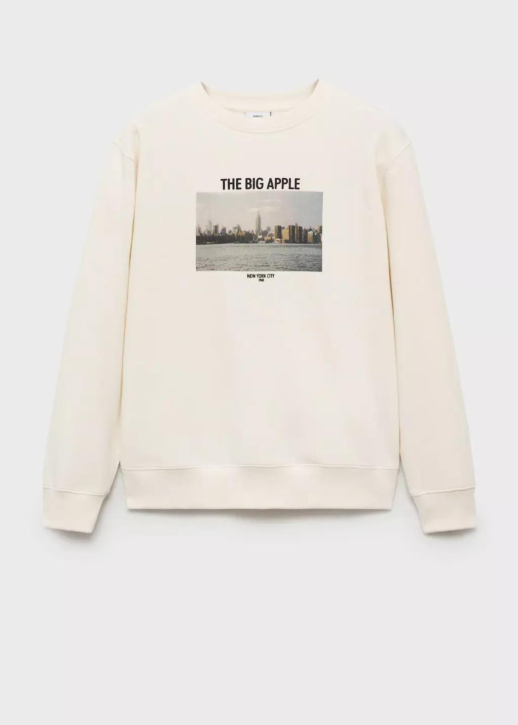 Beige Graphic Novelty Sweatshirt, , large image number 4