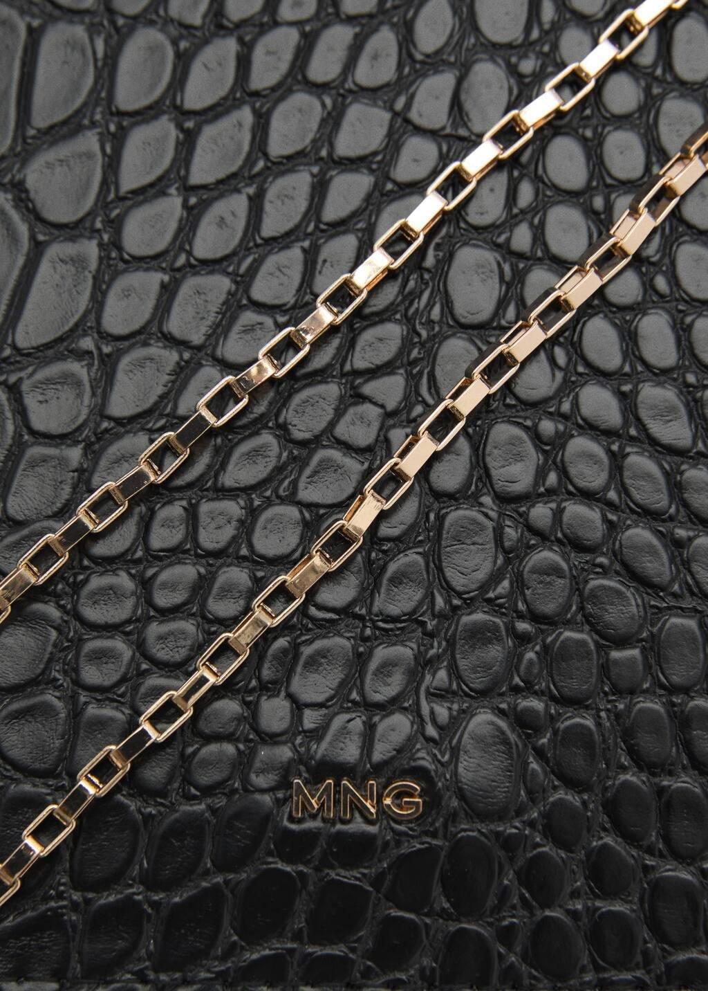 Black Croc-Effect Cardholder With Chain, Black, large image number 1