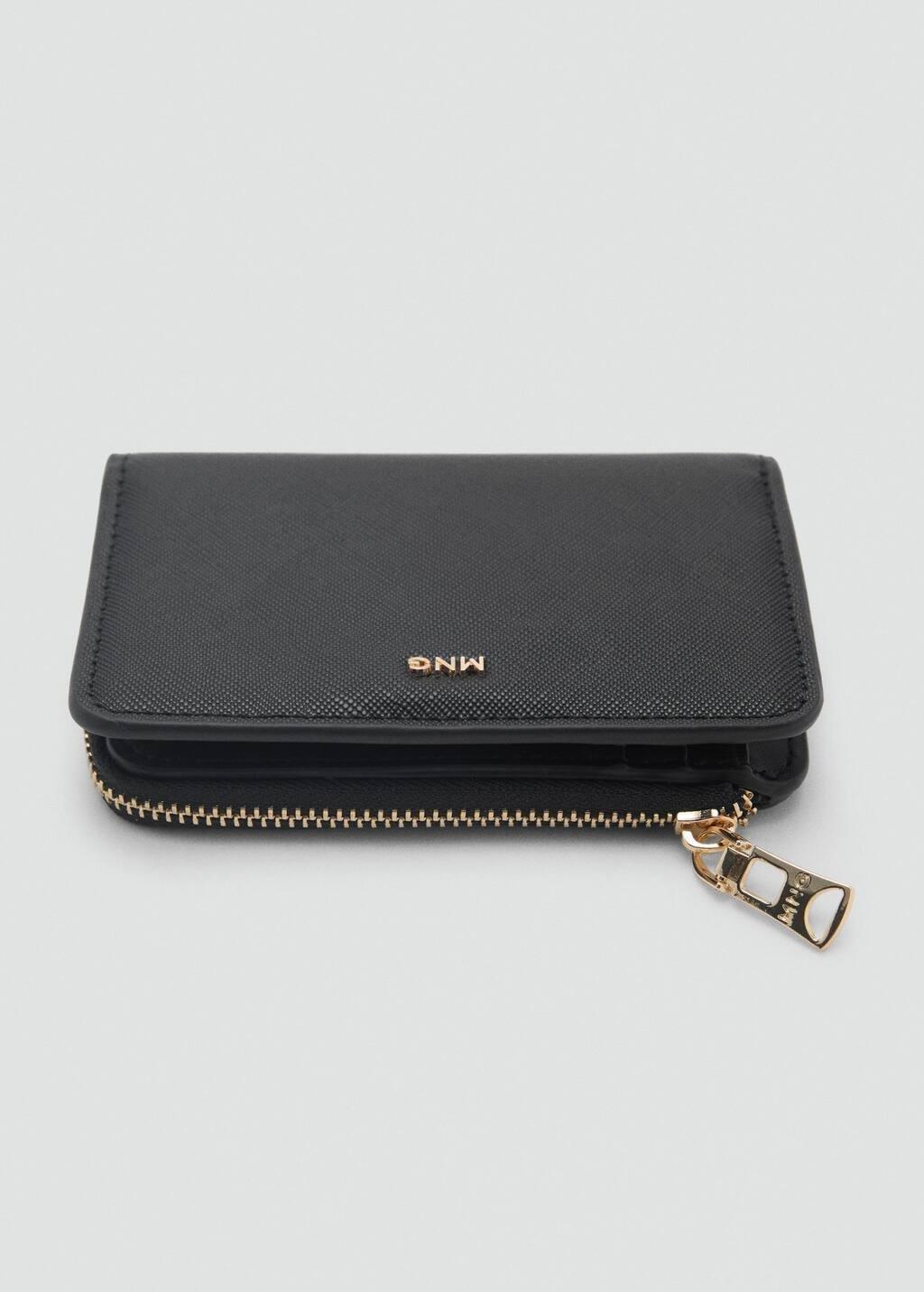 Black Leather-Effect Wallet, Black, large image number 1