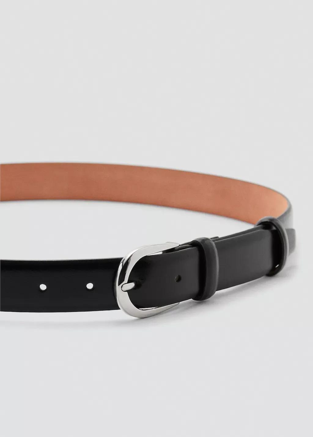 Black Buckle Leather Belt, , large image number 0